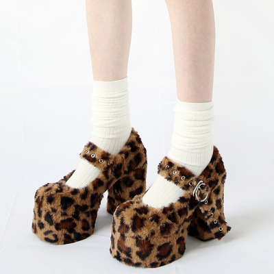 JUICEPARK豹纹玛丽珍高跟鞋