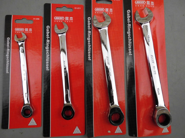 包郵德國KUNJEK昆杰棘開兩用扳手棘輪快扳9mm11mm15mm16mm18mm