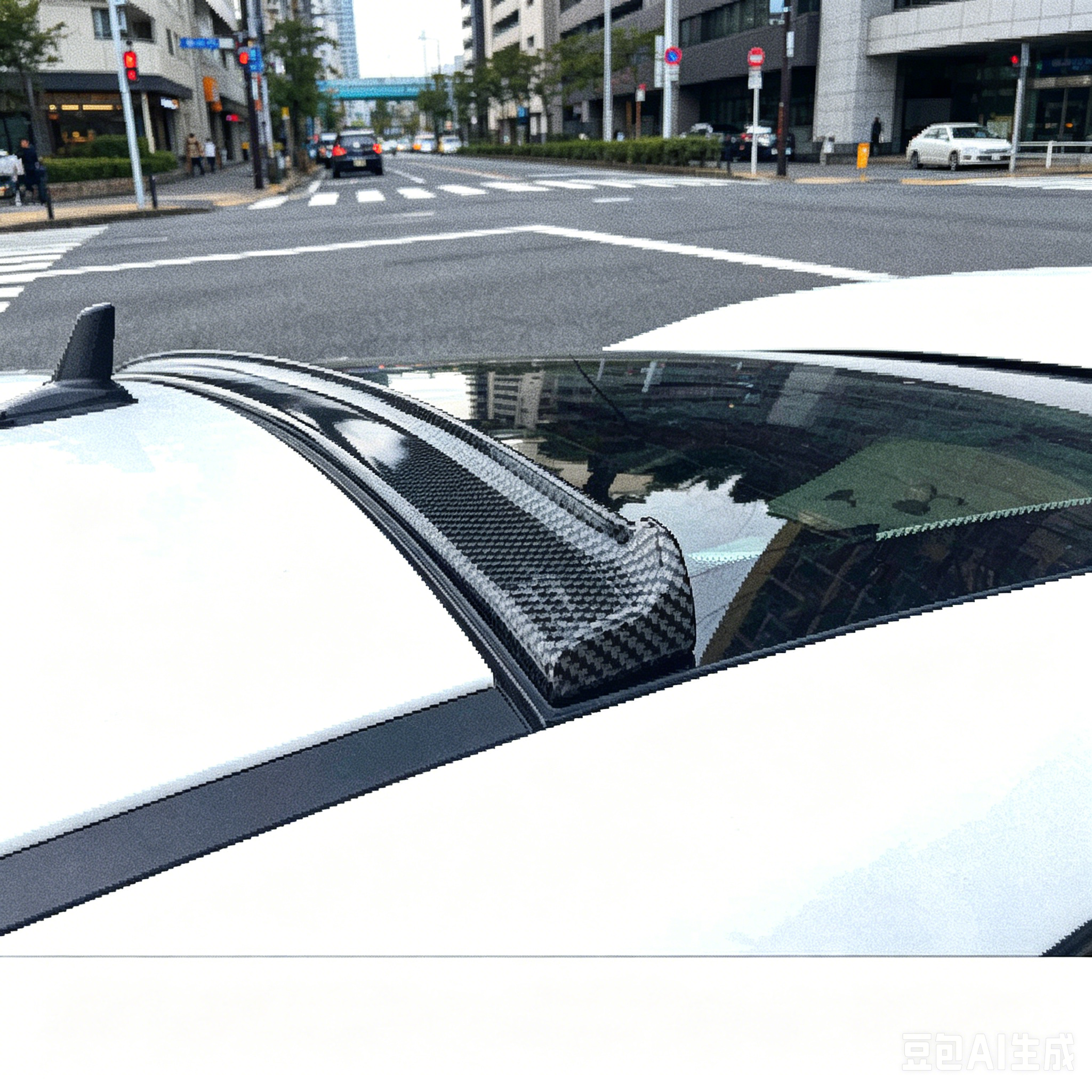 汽车通用顶翼碳纤维纹迷你小尾翼两三厢改装专用配件免打孔鸭压尾