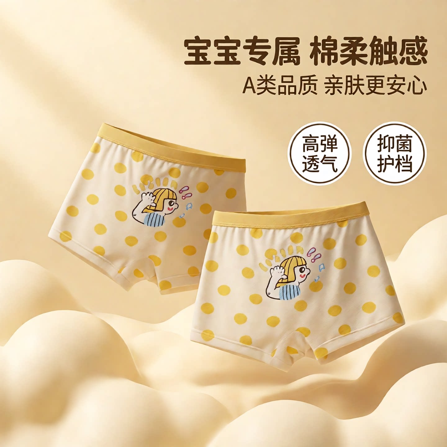 米乐熊亲肤不夹PP女童平角裤图片
