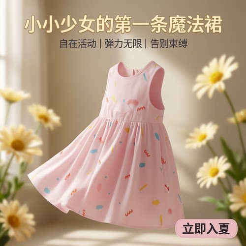 女童夏季透气印花连衣裙