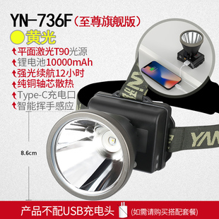 手电筒照明灯大功率锂电户外 正品 雅尼736S头灯强光充电超亮头戴式