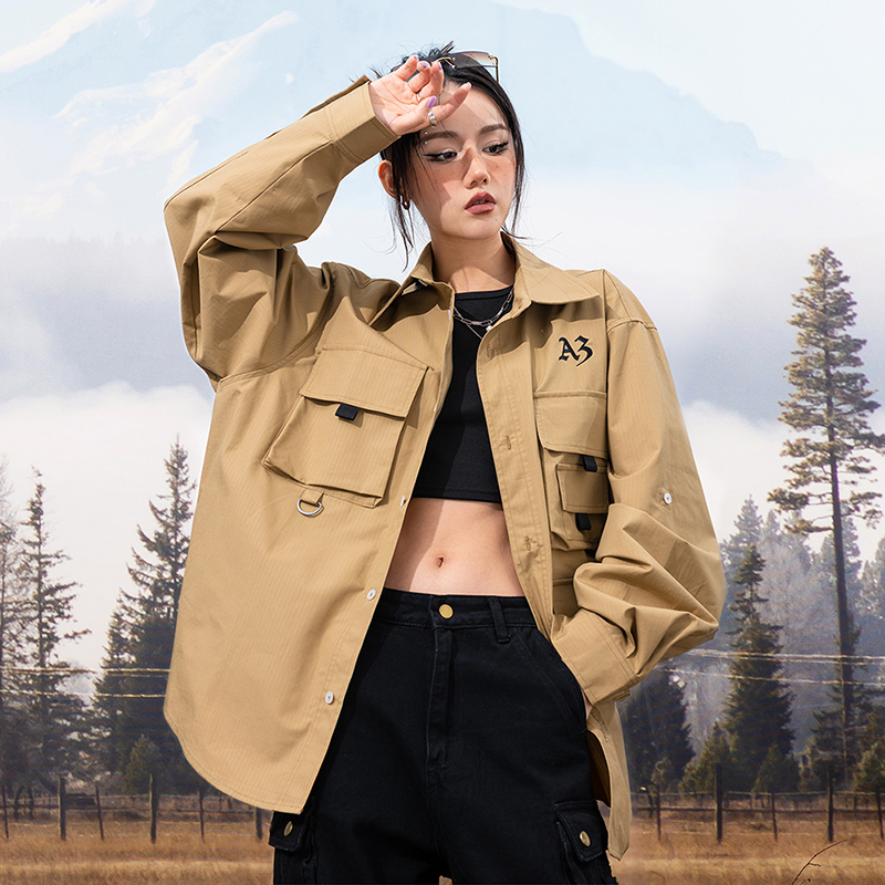 春秋新款国潮工装衬衫外套