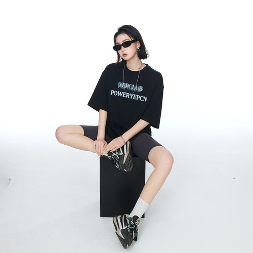 YEP2026夏季新款宽松潮牌情侣款印花T恤女美式街头风纯棉半袖上衣