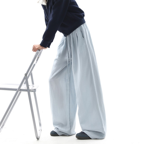 夏季薄款肌理感休闲裤女2026新款夏季垂感香蕉裤宽松弯刀阔腿裤子