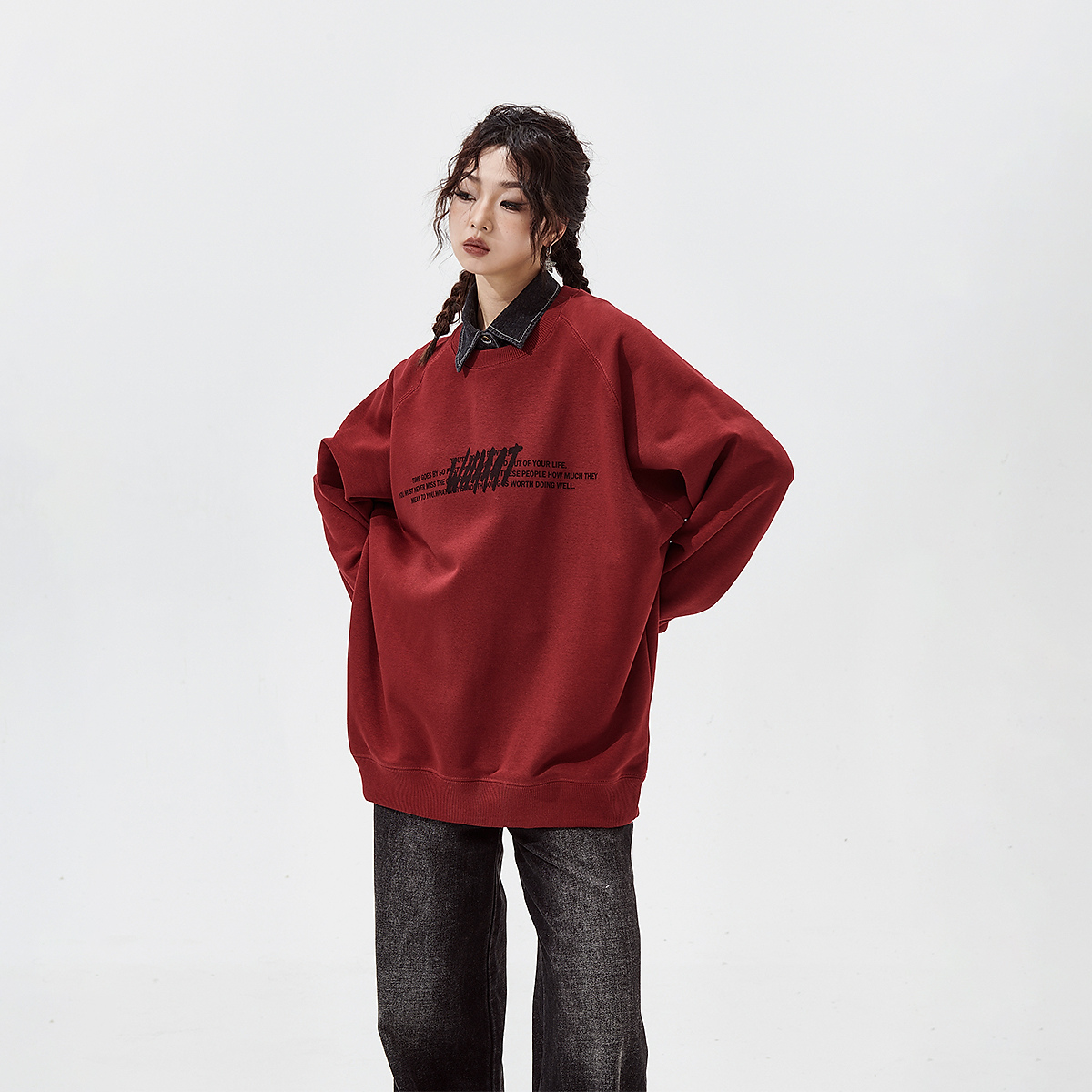 复古加绒套头美式宽松