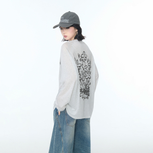宽松轻薄微透防晒罩衫 美式 2025新款 夏季 慵懒风上衣 复古T恤女长袖