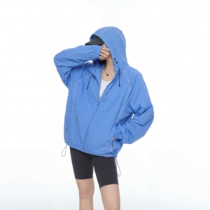复古薄款连帽防晒衣女夏季新款哈苏线运动外套宽松upf50+防晒服潮