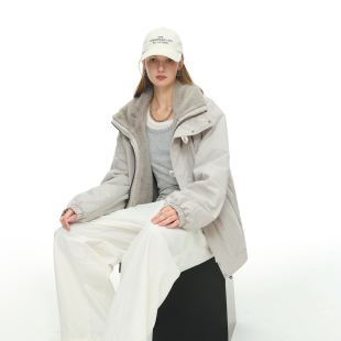 休闲派克服 双面穿加绒短外套女高级感仿兔毛内里时尚 2025冬季 新款