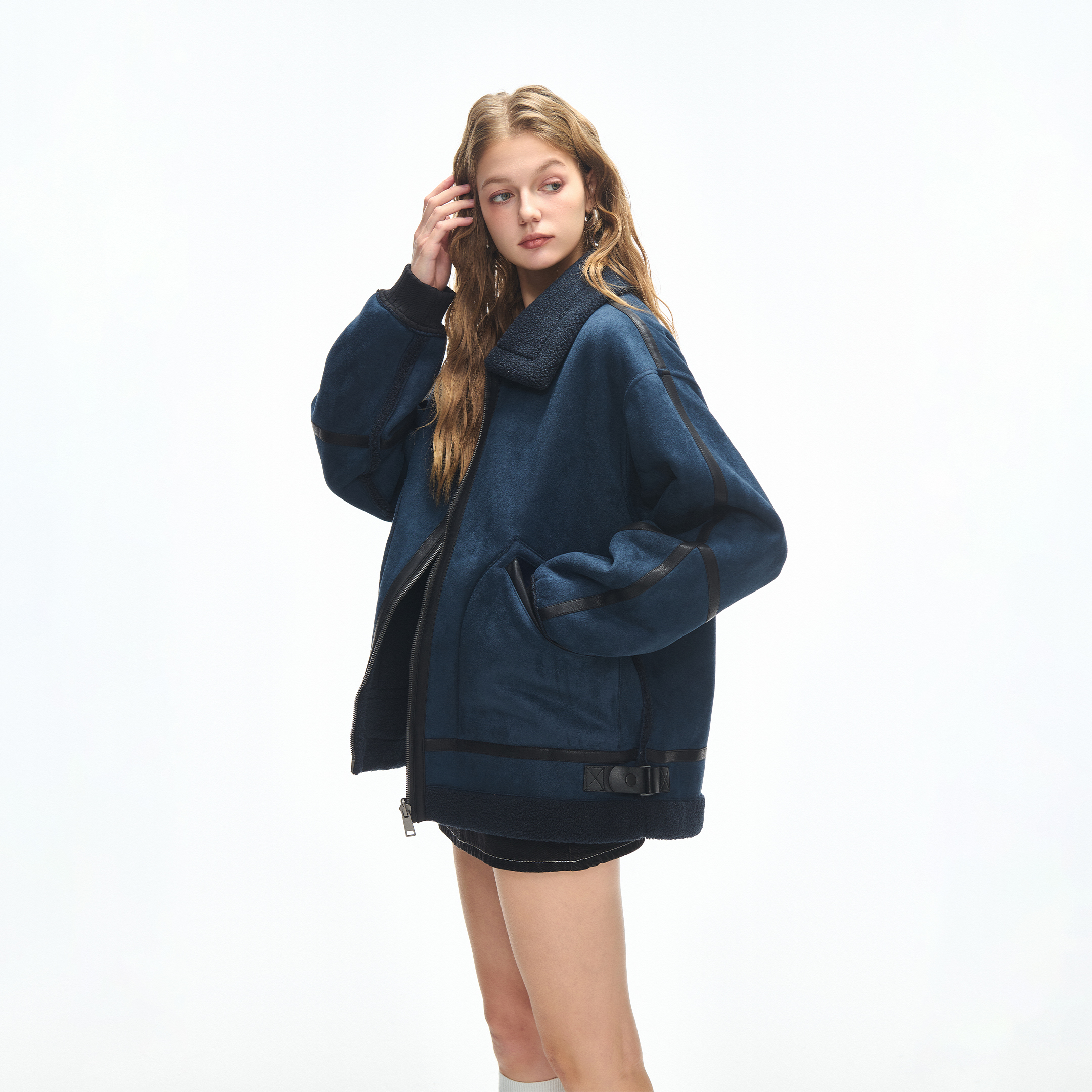 甜酷超好看机车外套女短款2025冬季新款加厚休闲仿羊羔毛皮毛一体