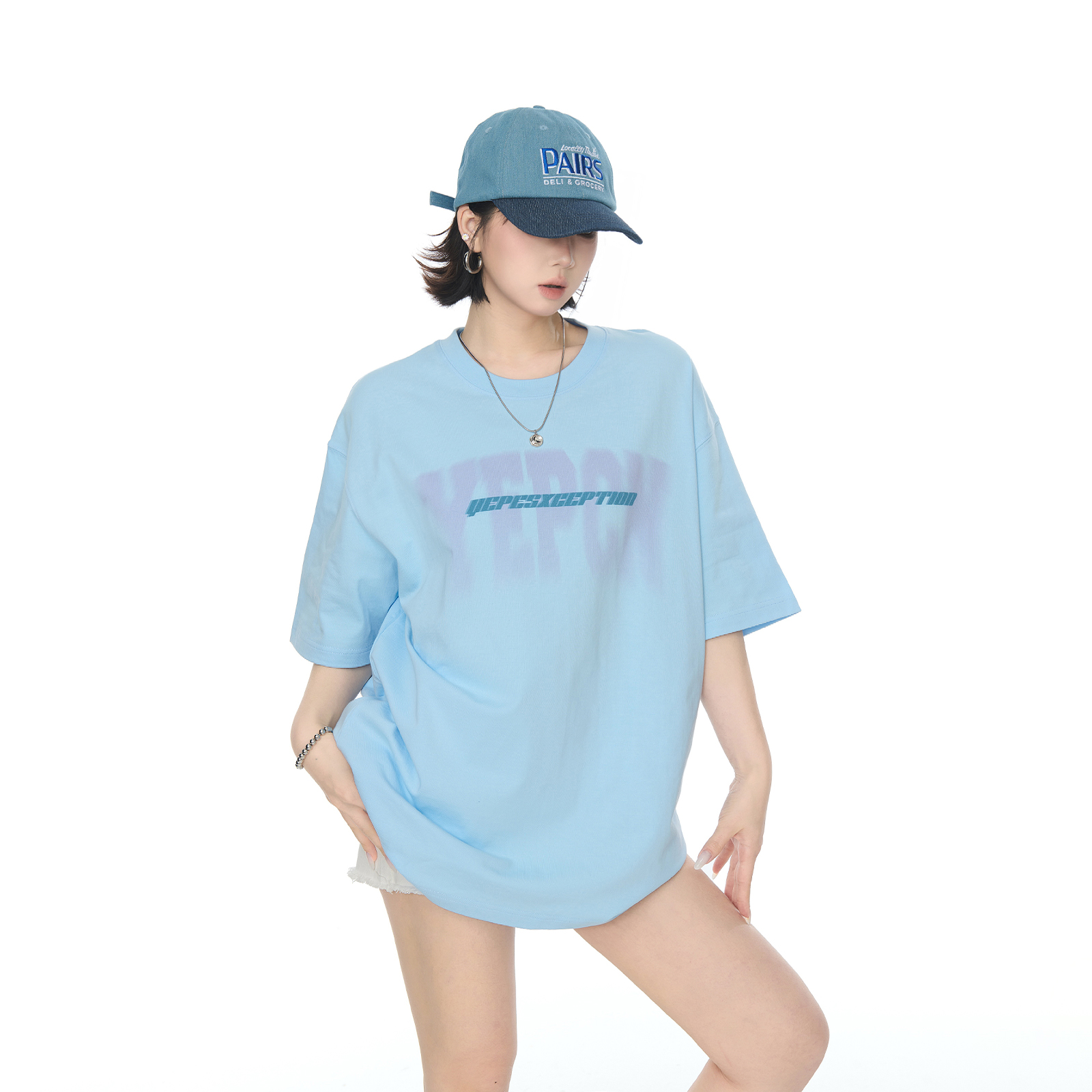 YEP2025夏季新款纯棉印花T恤短袖潮酷街头风男女同款宽松半袖上衣