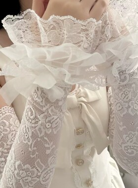 白色蕾丝手套女薄款夏季网纱花边