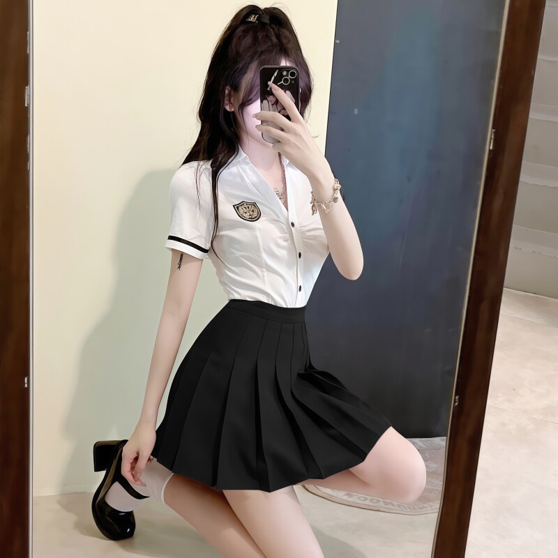 足疗柔试按摩足浴技师工作服spa养生桑拿洗浴沐足性感百褶裙套装