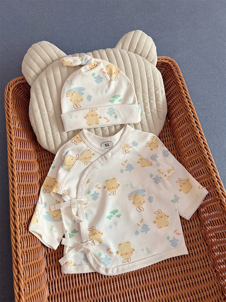 NEWBORN BABY CLOTHES BABY FOUR SEASONS COTTON LONG-SLEEVED HALF-BACK CLOTHES NEWBORN TOPS MONK CLOTHES SPRING AND AUTUMN UNDERWEAR