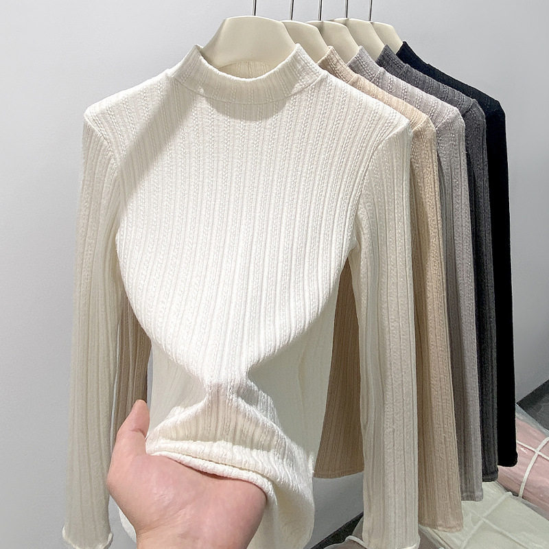 H558新款修身薄款针织衫上衣内搭毛衣可外穿打底衫秋冬半高领女装
