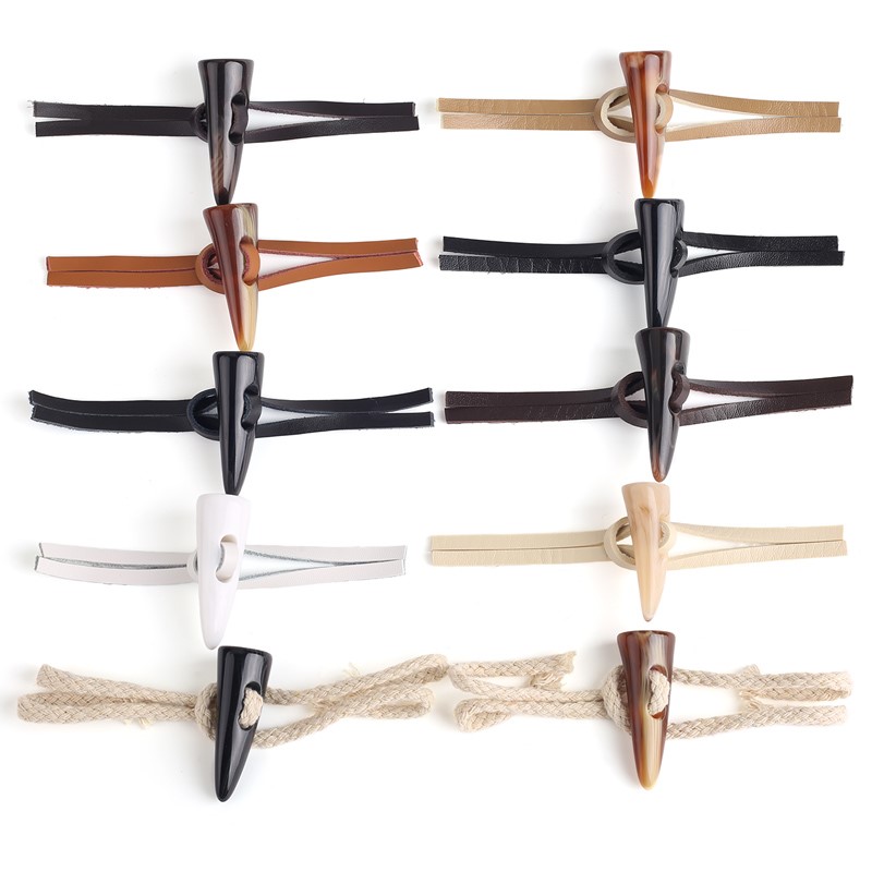 牛角扣子羊绒大衣高档纽扣大衣皮绳对扣男女对扣搭扣装饰羊角扣