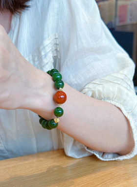 手链圆珠手串和田碧玉新中式情侣