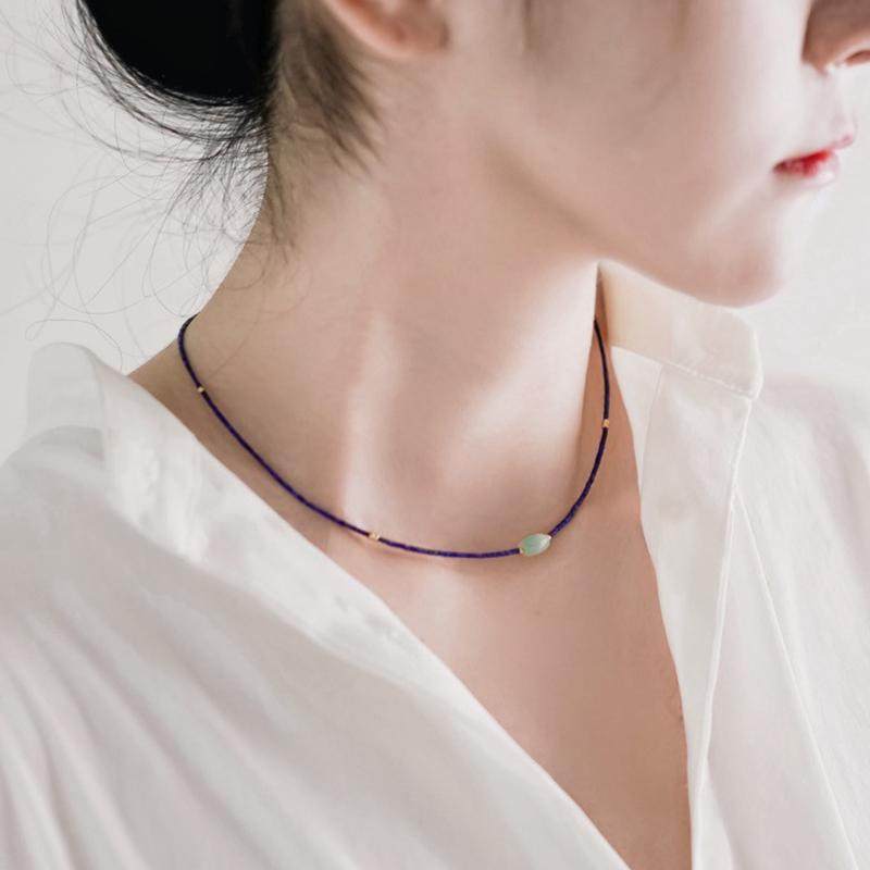 高级青金石洗澡可戴小众天然项链
