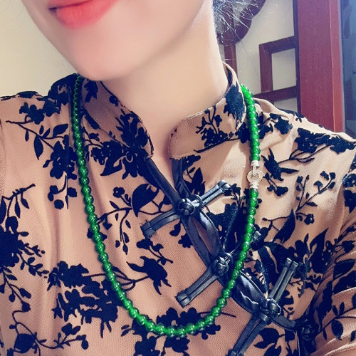 和田玉圆珠女显白碧玉手串万能链