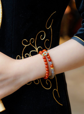 和田玉烟紫手串满色满肉手链女