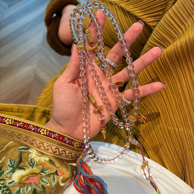 10A天然巴西白水晶佛珠108颗项链古法金念珠手链多圈手串新中式女