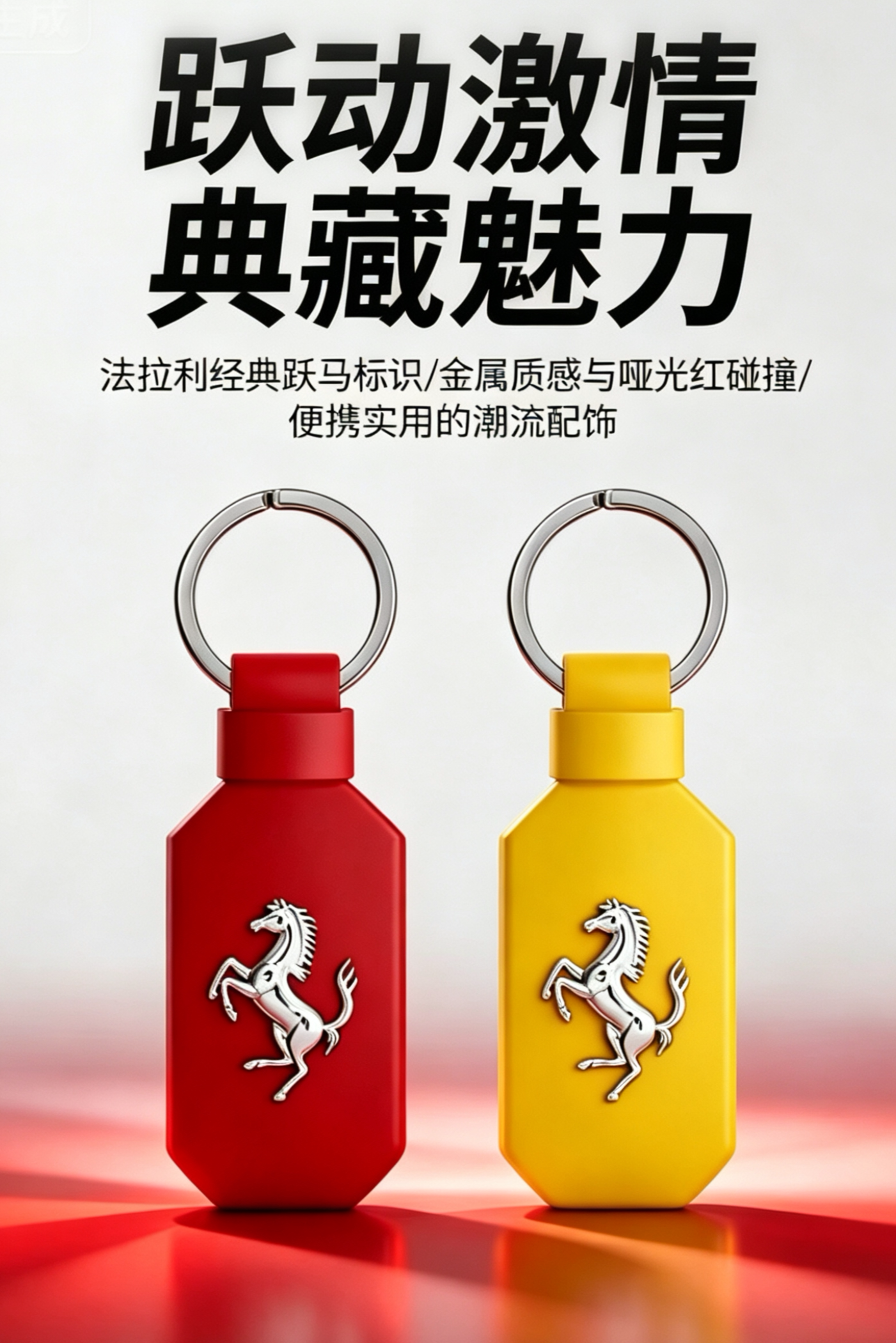 经典法拉利跃马钥匙扣 | 皮具钥匙链 | 奢华汽车周边礼品