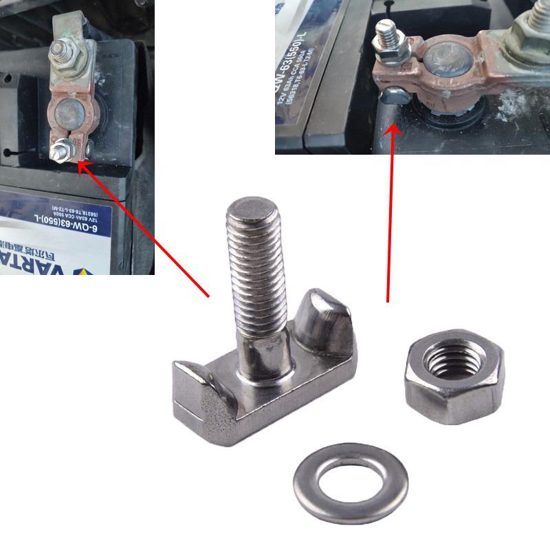 汽车电瓶螺丝固定桩头T型不锈钢大众速腾宝来捷达朗逸正负极接头