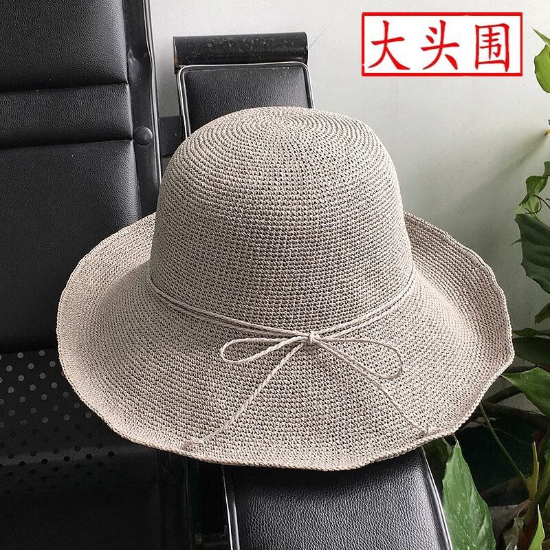 大头围大码日本10cm大檐草帽帽子