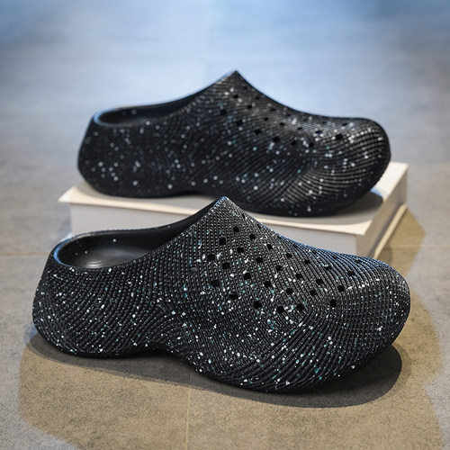 street trendy 新款夏季3D踩屎感百搭洞洞鞋 厚底情侣包头拖