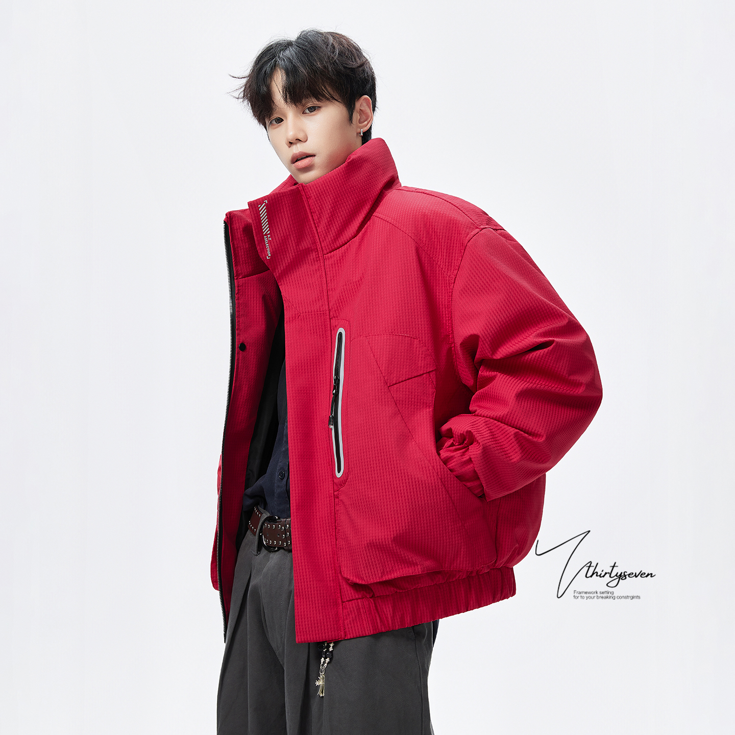 美式机能风廓形羽绒冲锋衣男