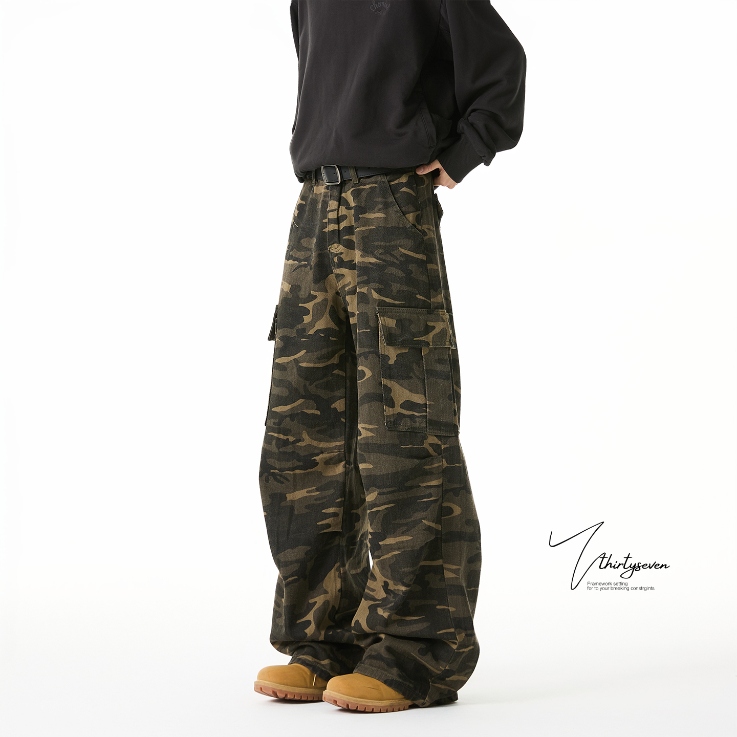 重磅水洗迷彩休闲裤男