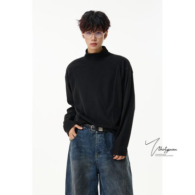 美式双面绒感半高领纯色卫衣男款