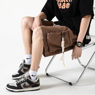 新款 美式 复古裤 工装 阔腿直筒五分裤 男2025秋季 子宽松大码 牛仔短裤