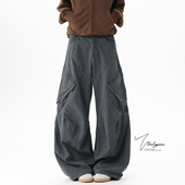 解构拼接弯刀休闲裤 V37高街vintage水洗大口袋工装 美式 男春季 子 裤