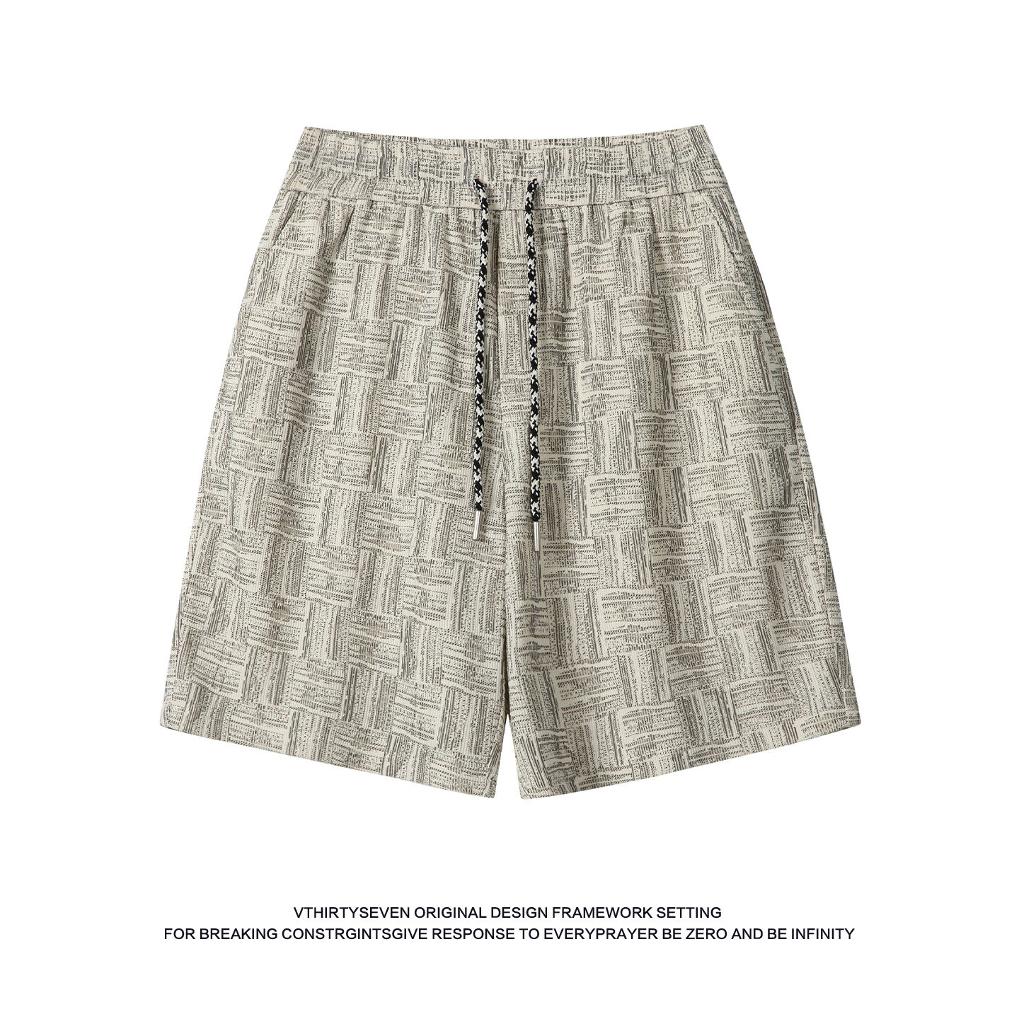 V37美式潮牌复古cleanfit格纹短裤男夏高级感痞帅宽松休闲五分裤