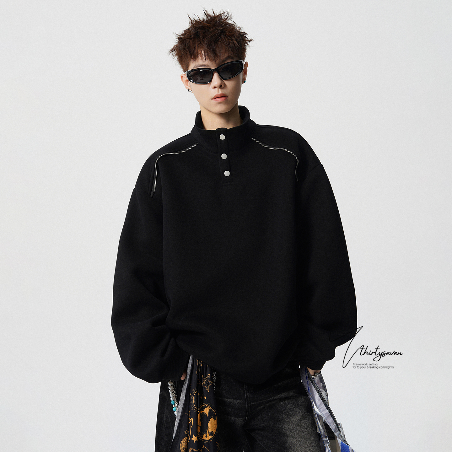 美式青少年半开襟运动卫衣男