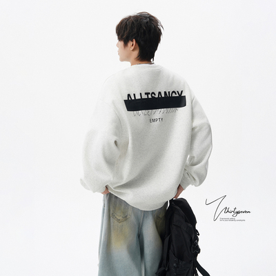 美式潮牌刺绣圆领卫衣男