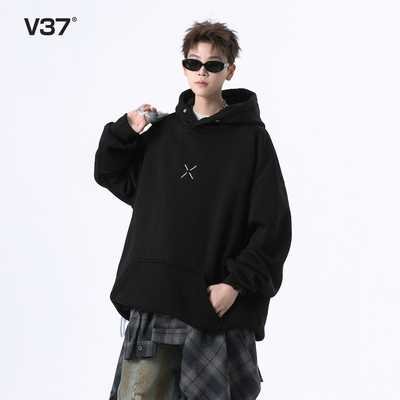 V37美式加绒卫衣男款秋冬季