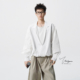 V37美式 男春高级感深V翻领衬衣老钱风痞帅寸衣外套 假两件白色衬衫