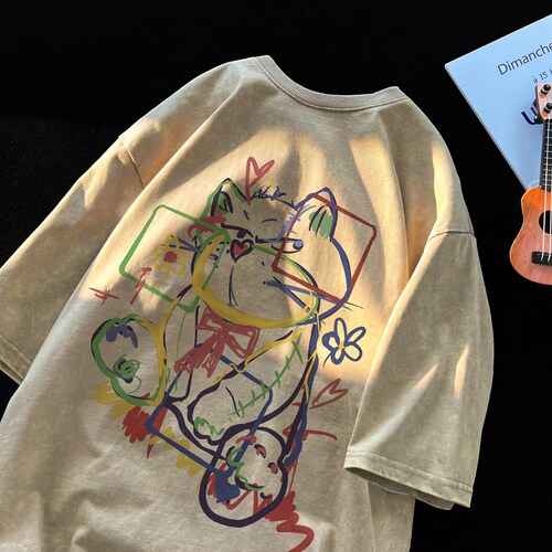 美式复古水洗短袖t恤男生