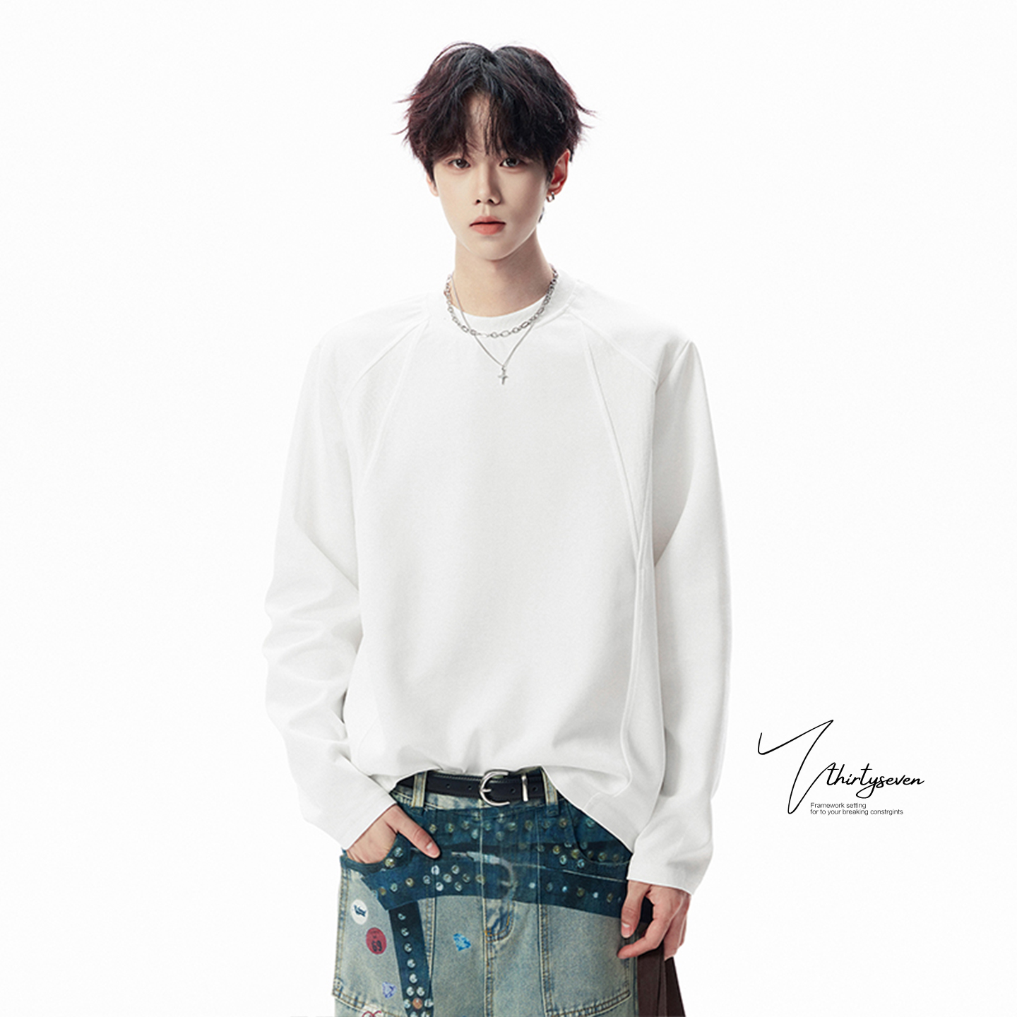 潮牌复古半高领打底衫