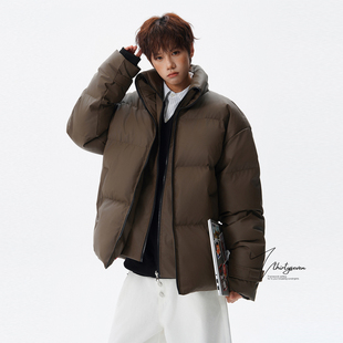 V37美式 设计感曲面拉链保暖立领棉服男冬高街痞帅加厚假两件棉衣