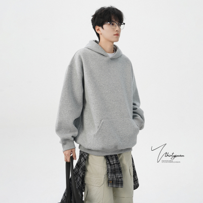 重磅基础款灰色卫衣男