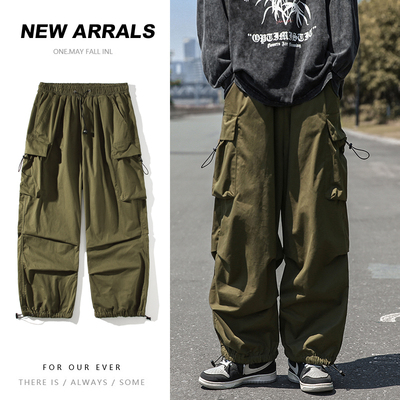 美式军绿色大口袋工装裤男