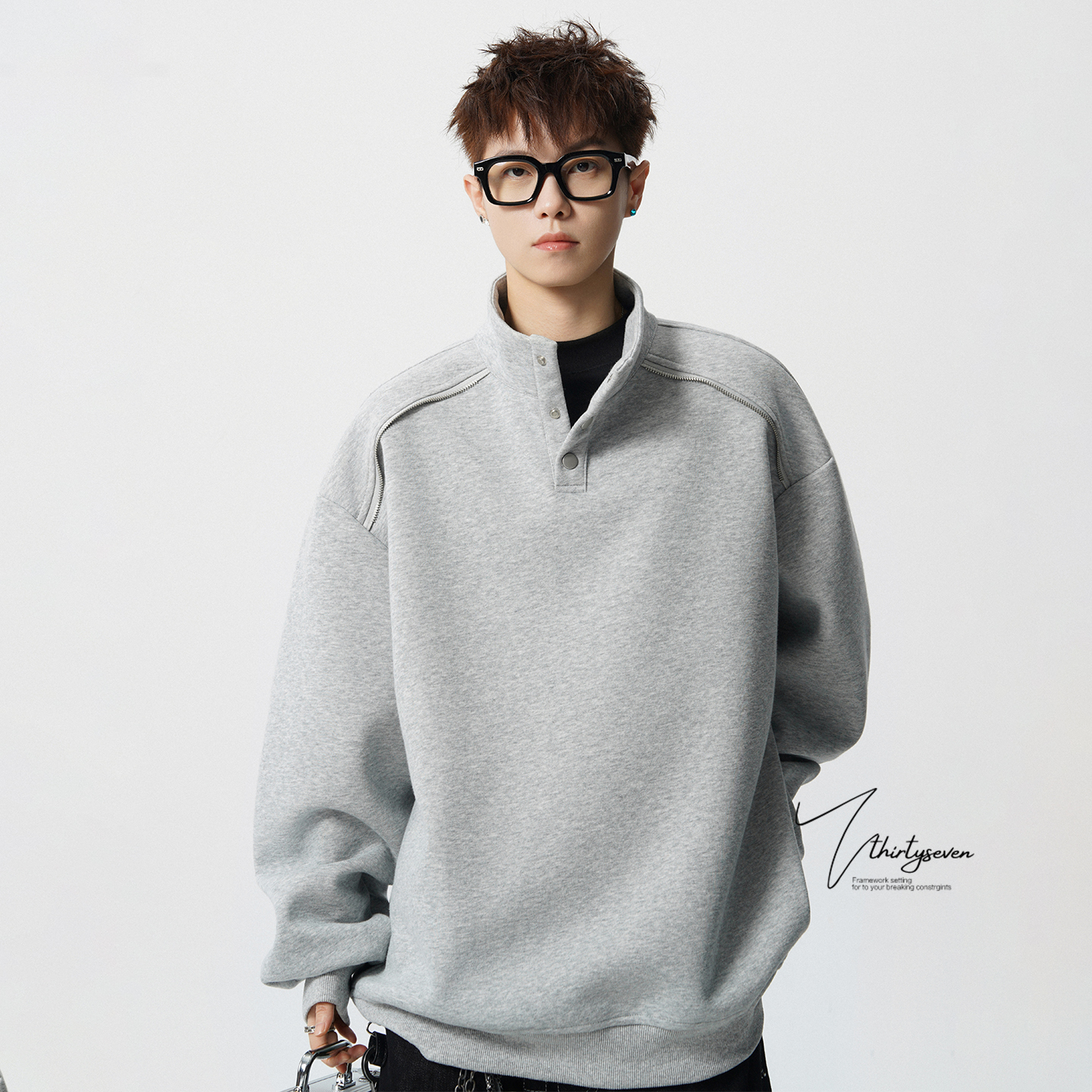 美式青少年半开襟运动卫衣男