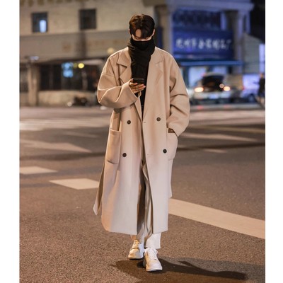 高级感英伦风毛呢大衣男