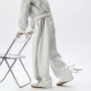 重磅宽松垂感运动卫裤 新款 男秋季 V37潮牌侧边拼接设计直筒休闲裤