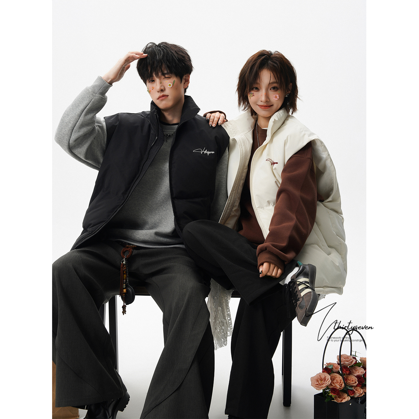 美式潮牌刺绣保暖坎肩棉马甲男