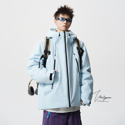 户外山系拉链连帽棉衣外套男