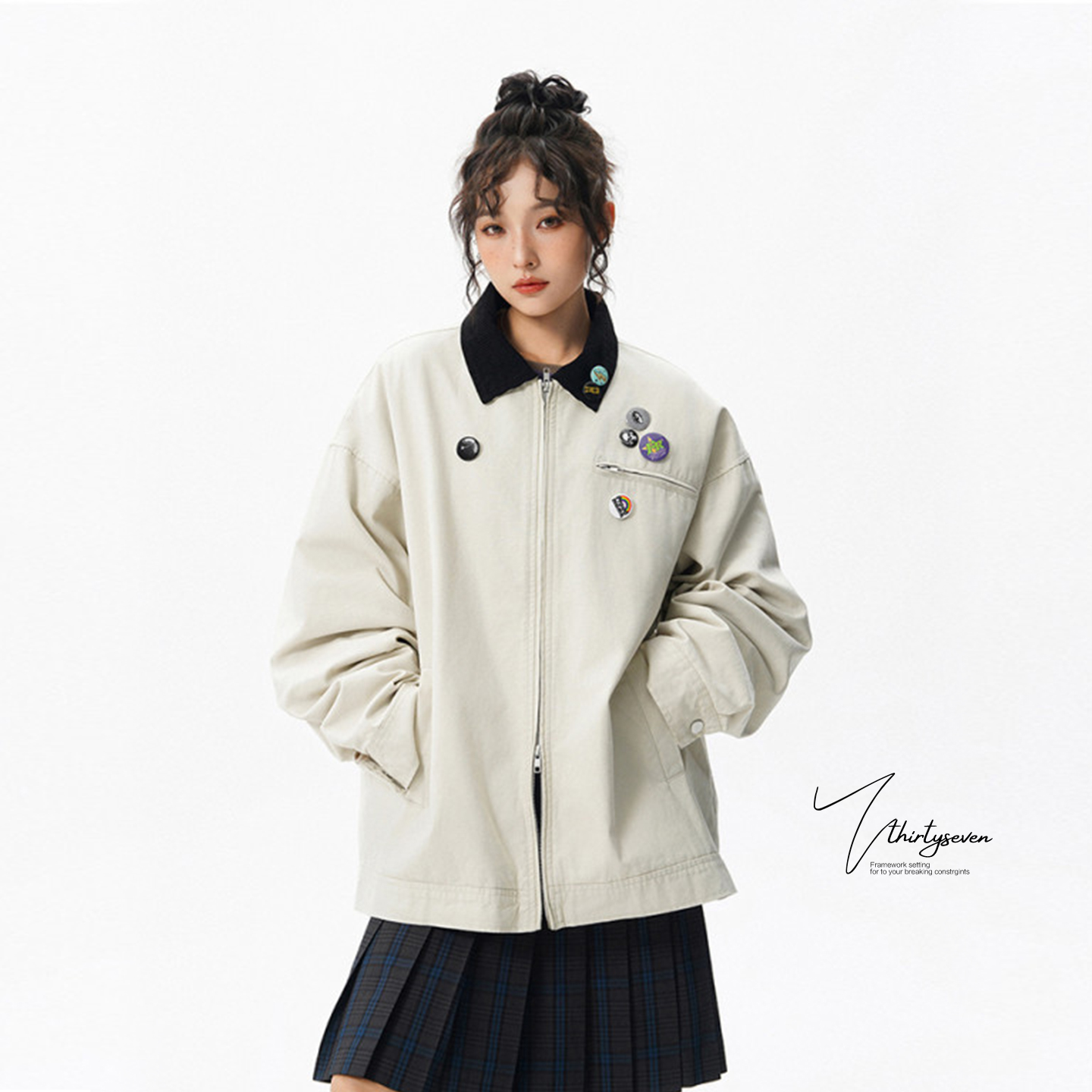 V37美式个性刺绣棒球服夹克